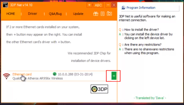 Dò tìm driver card mạng