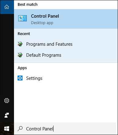 Mở giao diện Control Panel