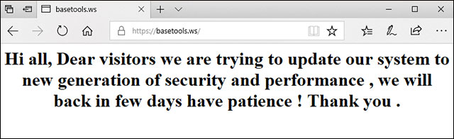 Trang web Basetool.ws tạm thời ngưng hoạt động