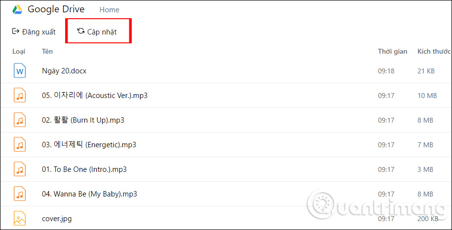 Cập nhật dữ liệu trên Google Drive, Dropbox