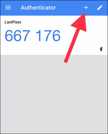Chọn dấu + trong ứng dụng Authenticator