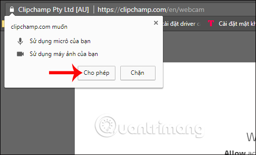 Cho phép dùng micro, webcam