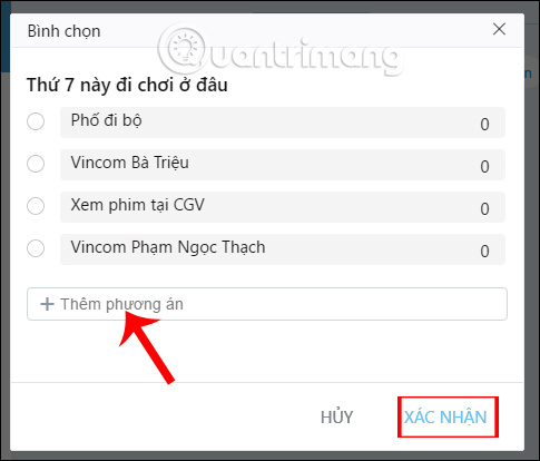 Thêm phương án bình chọn 