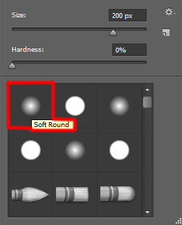 Chọn brush Soft Round màu đen