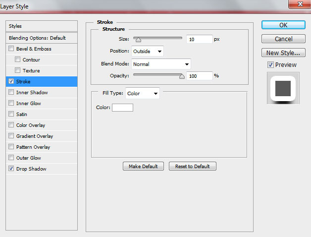 Chọn Stroke và thiết lập như hình