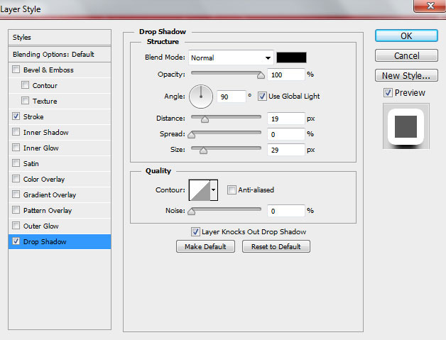 Chọn Drop Shadow và thiết lập như hình