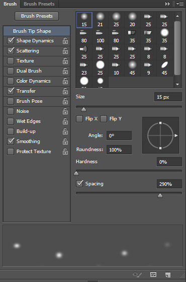 Chọn Brush Tip Shape và thay đổi kích thước