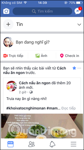 Giao diện tài khoản Facebook