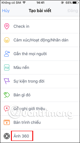 Tính năng chụp ảnh 360 Facebook