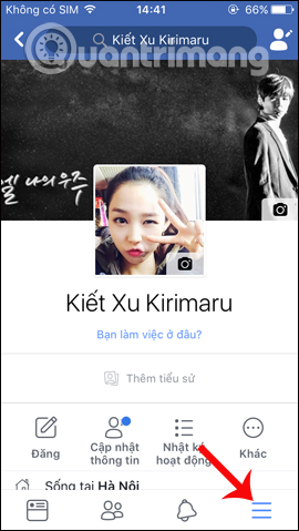 Nhấn nút 3 dấu gạch ngang