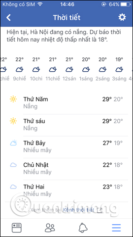 Thông tin nhiệt độ chi tiết
