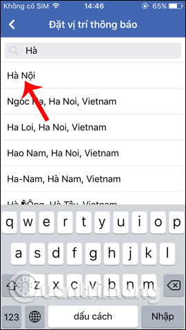 Vị trí thông báo