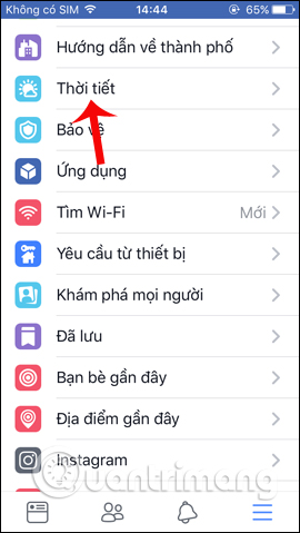 Tính năng thời tiết trên Facebook