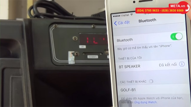 Loa hát karaoke Shupo BT2017 đã kết nối với điện thoại 