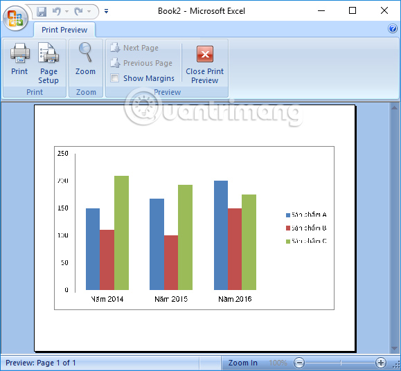 In riêng đồ thị trên Excel 