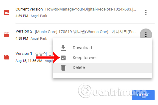Lưu file gốc vĩnh viễn