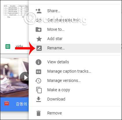 Đổi tên dữ liệu