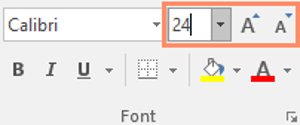 Sử dụng các lệnh Increase Font Size và Decrease Font Size