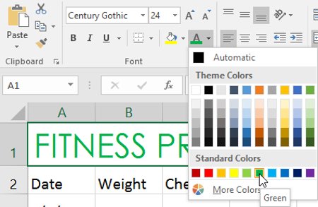 Nhấp vào mũi tên thả xuống bên cạnh lệnh Font Color