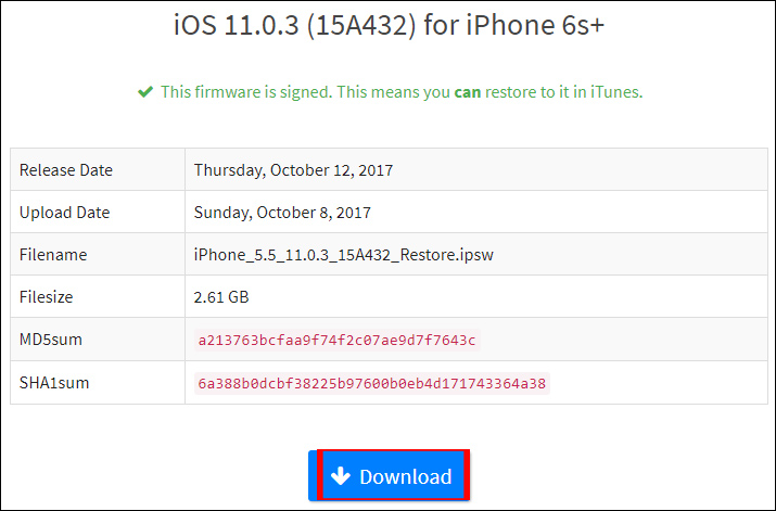 Tải Firmware iOS 11.0.3
