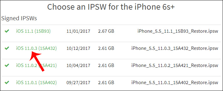 Tải firmware iOS 11.0.3