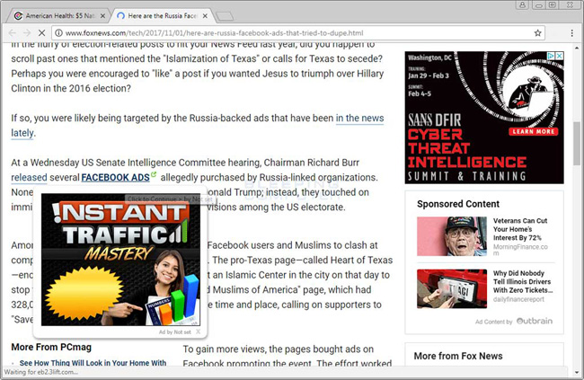 Tiện ích Image Downloader chèn quảng cáo vào trang web mà người dùng truy cập