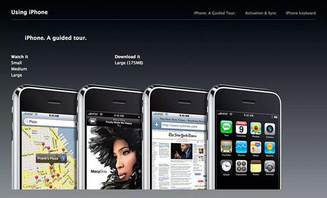 Hình ảnh các phần hướng dẫn trước đây trên iPhone cũ năm 2007