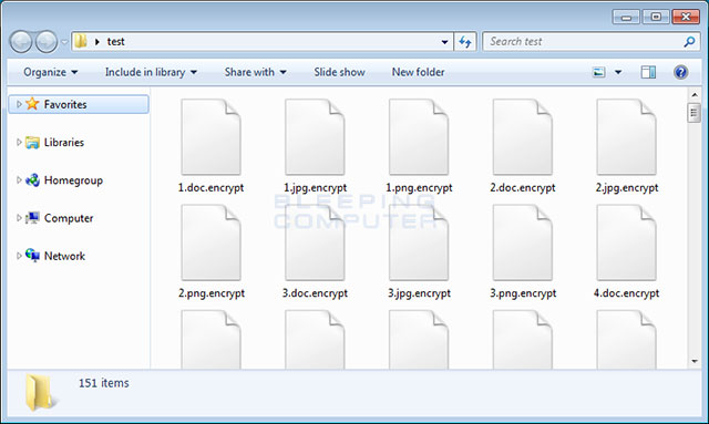 Tập tin bị mã hóa có thêm phần mở rộng .encrypt
