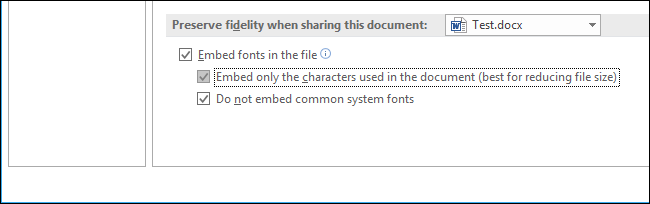 Tích chọn 2 tùy chọn bên dưới Embed fonts in the file