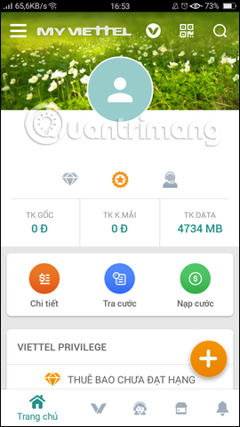 Giao diện chính My Viettel