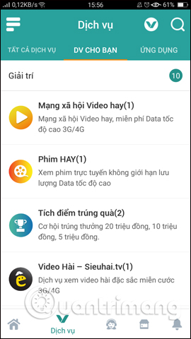Danh sách các dịch vụ