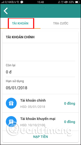 Kiểm tra thông tin Tài khoản