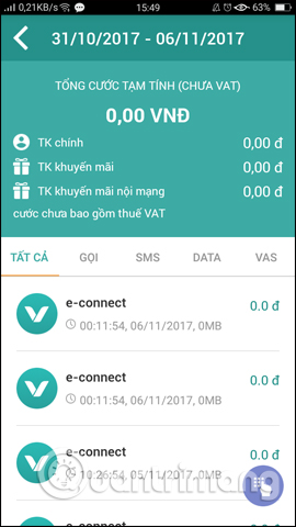 Tính tổng cước theo thời gian