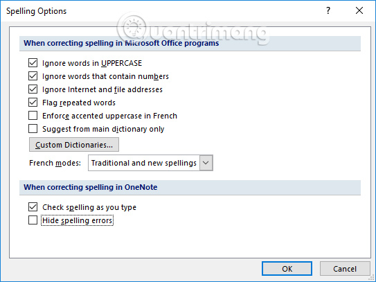 Tùy chỉnh chính tả trên OneNote