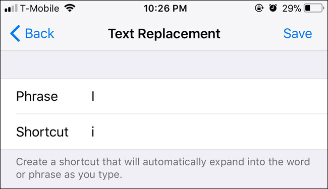 Trong mục Phrase, gõ chữ in hoa "I", Trong mục Shortcut, gõ chữ thường "i"