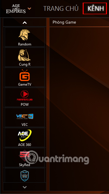 Kênh chơi game trong GameTV Plus