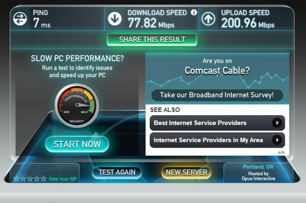 Trang web Speedtest.net