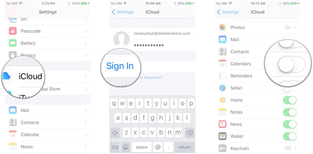 Chọn dịch vụ muốn đồng bộ 