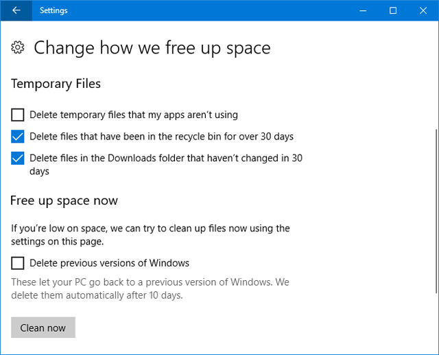 Storage Sense trong bản cập nhật Fall Creators Update