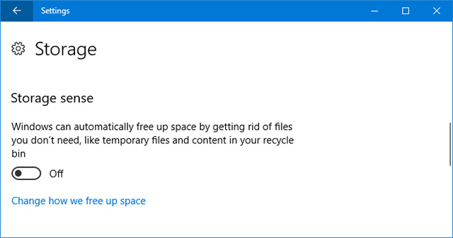 Tính năng Storage Sense trong bản cập nhật Creators Update (1703)