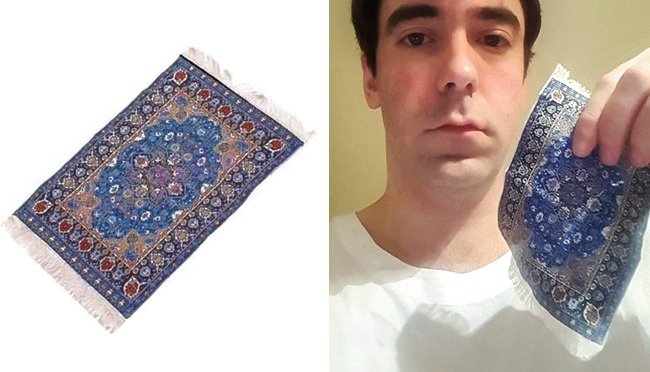 Giống nhau nhưng thảm chùi chân thực tế chỉ nhỏ hơn "một chút" thôi