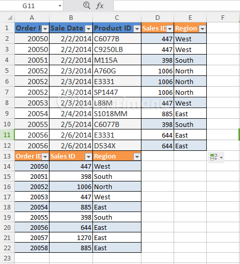 Hoàn tất ghép bảng Blue và Orange với VLOOKUP