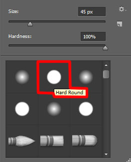 Chọn brush Hard Round