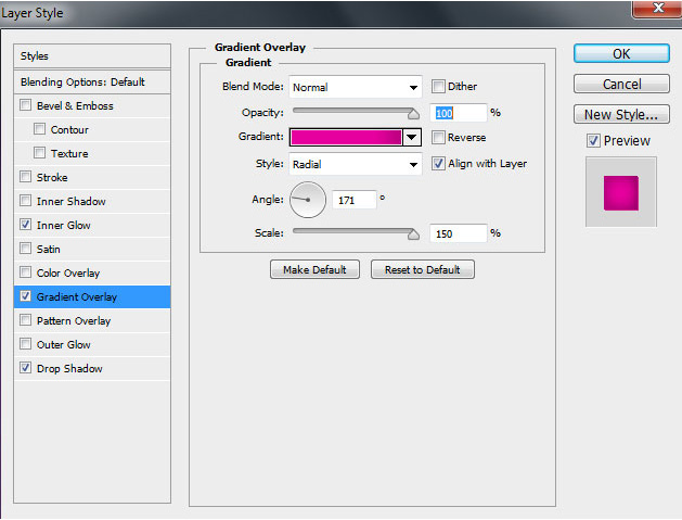 Chọn Gradient Overlay cho bóng Giáng sinh
