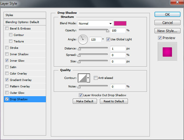 Chọn Drop Shadow cho bóng Giáng sinh