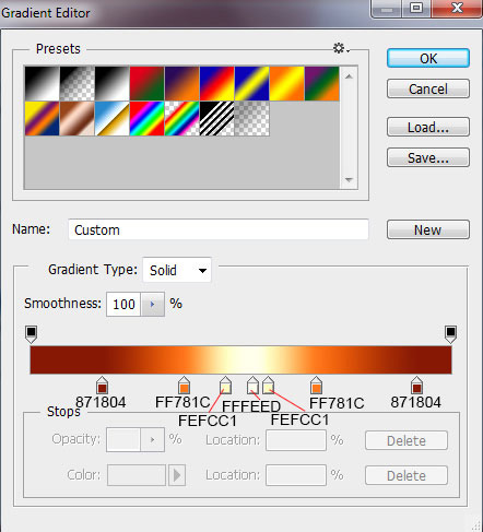 Thiết lập các điểm dừng màu cho phần phía trên của quả bóng
