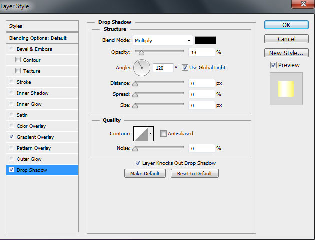 Chọn Drop Shadow cho đường ngang phía trên nút