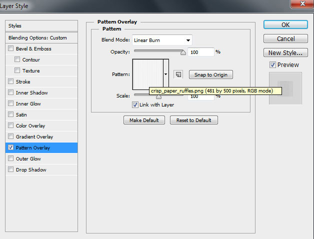 Chọn pattern trong hộp thoại Pattern Overlay
