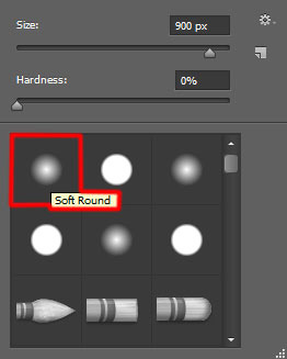Chọn brush Soft Round màu đen