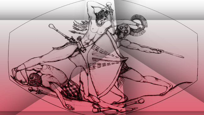 Hình ảnh mô phỏng lại cuộc chiến "Pylos Combat Agate" chạm trổ trên viên ngọc